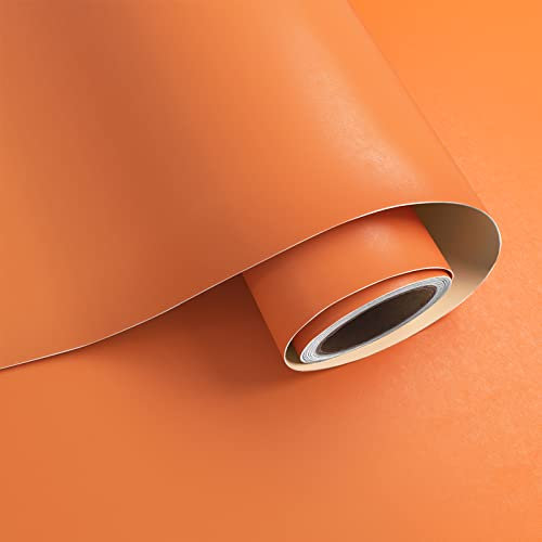 VaryPaper Peel and Stick Orange Wallpaper Removable Contact Paper for Kitchen Countertops Sticky Back Plastic Furniture Vinyl Wrap Stick on Wallpaper for Living Room Bedroom Worktop Vinyl Covering