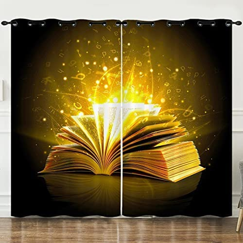 Vorhang Blickdicht 3D-Druck Sekretär Goldenes Licht Polyester Moderne Soft Blickdicht Gardinen Mit Ösen Thermogardine Verdunkelungs Gardinen Für Schlafzimmer Wohnzimmer Esszimmer - 150(B) X166(H) cm