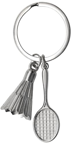 AUTOZOCO Schlüsselanhänger Badmintonschläger aus Metall, silber, XL