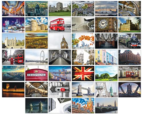 40 London-Postkarten – 40 verschiedene Designs gedruckt auf hellem, dickem Karton