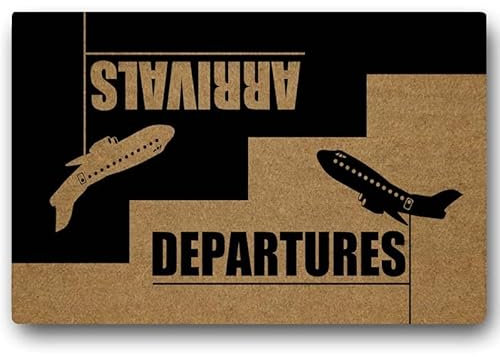 Eingangstürmatte Sporty's Arrivals and Departures rutschfeste Fußmatte Maschine T Home Decor 16x24