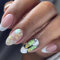 Ceboic 24 Pcs French False Nails, Almond Press on Nails Medium Length Glossy Nude Pink Fake Nail with Butterfly Designs, Acrylic Stick on Nail Tips for Women Girls Nails Art Decorations