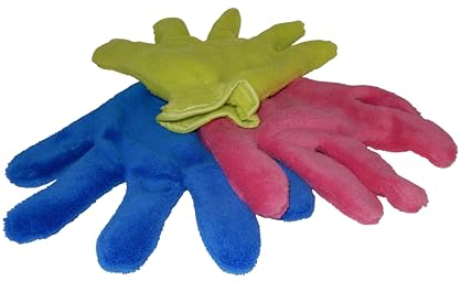 Glanzstar Staub und Polier Microfaser Handschuhe extra weich 2 er Set Waschhandschuh (blau)