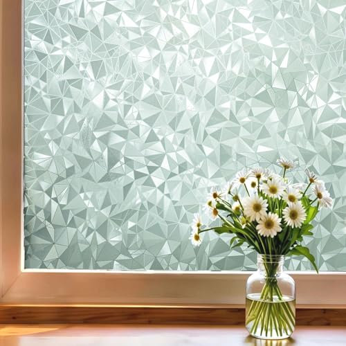 Linarun Fensterfolie Blickdicht Selbsthaftend,Sichtschutzfolie Fenster Innen Statische Fensterfolie ohne Kleber,Fenster Folie Blickschutz für Bad Kinderzimmer 60x400cm