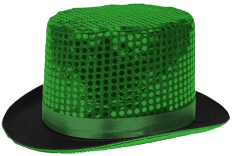 TrendandStylez Pailletten Zylinder Hut, grün, Glitzerhut für Damen und Herren, Glamour Accessoire, Top Hat für Karneval, Silvester