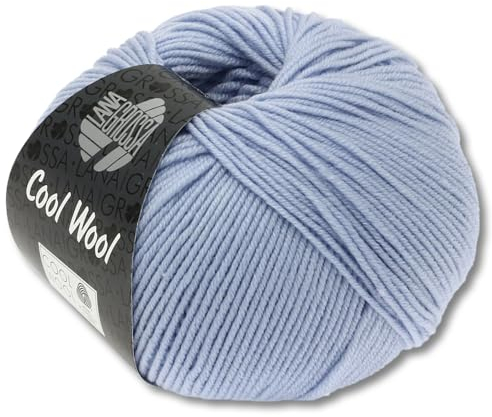 Frida's Wollhaus Lana Grossa 50 g Cool Wool Merinowolle Wolle Garn Häkeln Stricken 38 Farben (430 | Hellblau)