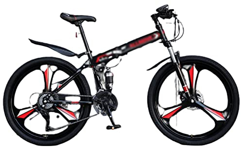 CASEGO Mountain Cross-Country-Fahrrad mit Variabler Geschwindigkeit Faltbares Dreimesser-Einrad-Doppelscheibenbremse Rahmen aus Kohlenstoffstahl Rahmen für Erwachsene Unisex (C 26inch)