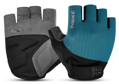 INBIKE Fahrradhandschuhe MTB Moutainbike Handschuhe Sommer Haslbfinger Fingerlos Herren Damen rutschfest Stoßfest Elastisch Reflektierend Atmungsaktiv Radsport Multifunkton IHC215 Blau M