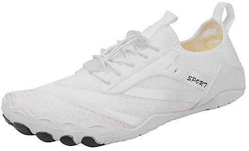 Aoseiens Chaussures pieds nus pour homme - Motif tendance - Couleur unie - Chaussures de sport - Légères et élastiques - Chaussures aquatiques, Blanc., 45 EU