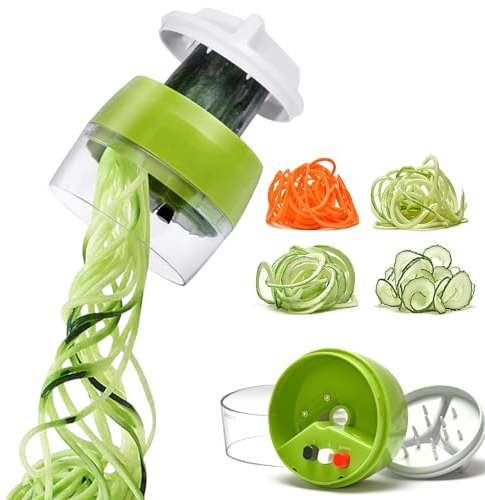Spiralschneider Gemüse Gemüsehobel 4 in 1 Gemüseschneider Hand Gemüsenudeln Spiralschneider für Karotte Gurke Kartoffel Kürbis Zucchini Zwiebel Gemüsespaghetti
