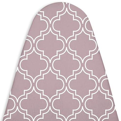 Encasa XO Ironing Board Covers and pad 135x45 cm- Thick 3mm Felt Padding, Drawstring Tightening & Lock, Heat Reflective, Scorch & Stain Resistant, for X-Large Ironing Board - Mauve Tiles