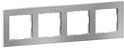 LEGRAND, SEANO+ 4-fach Rahmen mit Echtmaterialoberfläche, halogenfreies Thermoplast, nachhaltige Produktion und Verpackung, Farbe: Brushed Steel, 765394