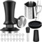 Kaffeestampfer 22 Stück, Espresso-Zubehör-Set mit 51mm Kaffee Tamper und WDT Tool, Barista Tool mit Leak Proof Pad, Kaffeerührer, Schaumkanne, Latte Art Pen und 16 Kaffee-Schablonen