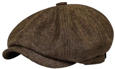 Perfeclan lässige Ballonmütze für Damen, Schirmmütze Kappe Barett Maler Mütz Bakerboy Schiebermütze Newsboy Cap Cabbie-Mütze, Elastischer Rückseite, mit Schirm Frühling-Sommer, kaffeefarbe