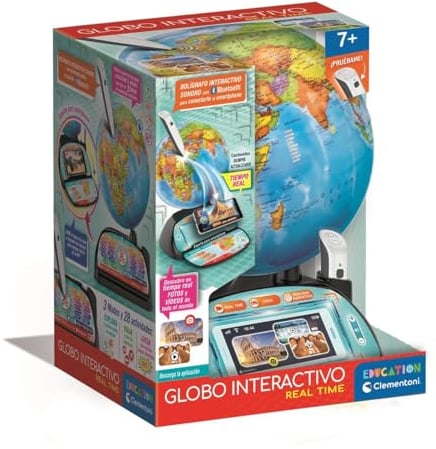 Clementoni Digital Real Time Globus, interaktives Lernspiel für Kinder, Lernen Sie Geografie und allgemeine Kultur - entwickelt Gedächtnis und Intellekt - ab 7 Jahren - 55523