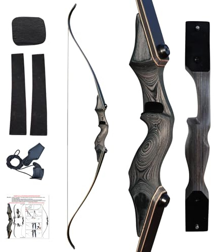 60 Zoll Einzel Bogenschießen Recurvebogen Holzbogen Erwachsene Linkshänder Praxis Jagd 30-60LB (40LB)