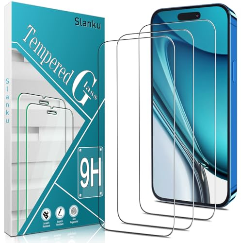 Slanku Screen Protector for iPhone 16 Pro Tempered Glass 3 Pack | 9H Hardness Glass, Anti-Scratch, Case-Friendly, HD Clear, No Bubbles