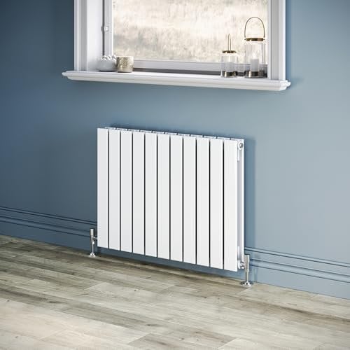 ZANOFIRA 600x836 mm White Flat Panel Horizontal Designer Radiators Double Column Modern Central Heating Radiator Rad for Kitchen, Hallway, Living Room