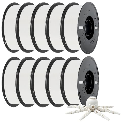 Kingroon PLA Filament 1.75mm, Bündel PLA 3D Drucker Filament Maßgenauigkeit ±0,02mm, 10KG Spule (22 LBS) PLA Filament für 3D Drucker, 10 Spulen Weiß