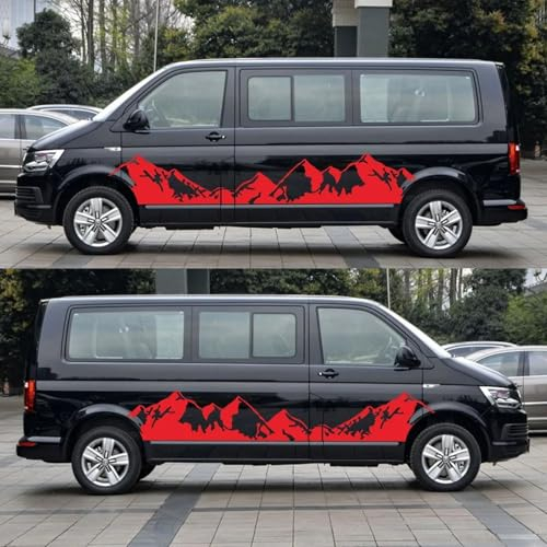 GUPEB 2 STÜCKE Berg Grafik Aufkleber Dekorative RV Camper Offroad Auto Aufkleber für VW Crafter T5 T6 Mercedes Sprinter