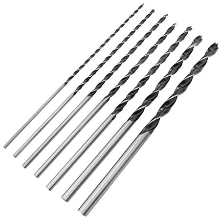 300mm Wood Drill Bit Set, 4-12mm Extra Long Carbon Steel Brad Point Twist Drill Bits, Wood Working BIT (7 Pcs)