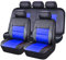 MaKeMoney Auto Sitzbezüge FüR Dacia Duster 2010-2025, Leder Schonbezüge Vordersitze und Rückbank Sitzschoner Kompletter Satz Auto Zubehör, C/Black Blue