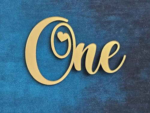 One Birthday Gold Mirror Acrylic Cake Charm Topper 1st First Birthday Cake Charm Decorations