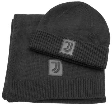 JUVENTUS 133596 Nero Geschenkset Schal und Mütze, Schwarz, Einheitsgröße