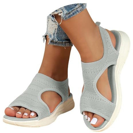 Sandali Donna Estive Ortopediche 2025 Elegante Comodi Sandali Bassi Mesh Traspirante Pianta Larga Casual Leggero Sandalo Sportivo Trekking Lavabili Scarpe Estivi Aperta Antiscivolo Morbida Gomma Suola