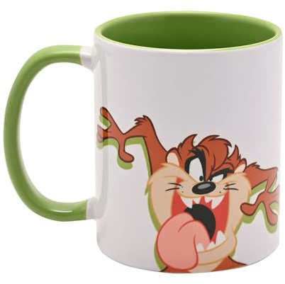 Looney Tunes Tasmanian Devil Ceramic Lime Green Mug (320ml / 11oz) | Warner Bros Official Merchandise | Funny Novely Cartoon Gift for Adults & Kids | Tea, Coffee & Hot Drinks Drinking Cup