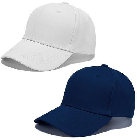 SAIIURV 2 Stücke Unisex Kinder Jungen Mädchen Basecap, Snapback Cap, Kinder Kappe, Verstellbare Baseball Cap, Kinder Hut Draussen Sport Baseball Mütze für Reisen Golf Tennis (Marineblau, Weiß)