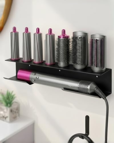 Airwrap Halterung, Aluminiumlegierung Organizer Ohne Bohren für Halterung，Airwrap Zubehör Wandhalterung für Bad Schwarz BANJEKT