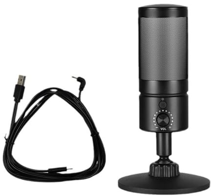 SUMMITDRAGON USB Cardioid Condenser Microphone With Desktop Stand Color Led Lights For PC Gaming And Podcasting Black Noise Reduces Technology