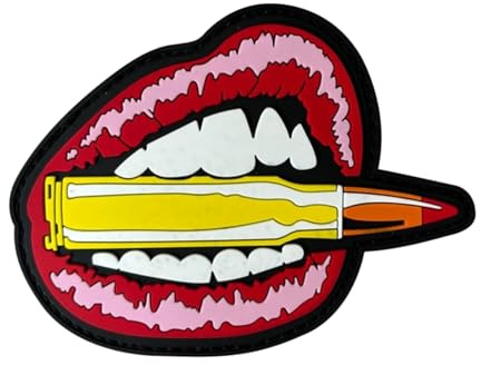 Tactical Morale Patch, 3D PVC Morale Abzeichen Lippen mit Patrone, Military Hook and Loop Applique Suitable for Backpacks, Tactical Vest, Dog Harness