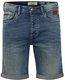 BLEND BHMartels Homme Short en Jean Pantalon Denim Court avec Optique Destroyed Stretch Coupe 5 Poches Mélange de Coton Regular Fit, Taille:L, Couleur:Denim middleblue (76201)