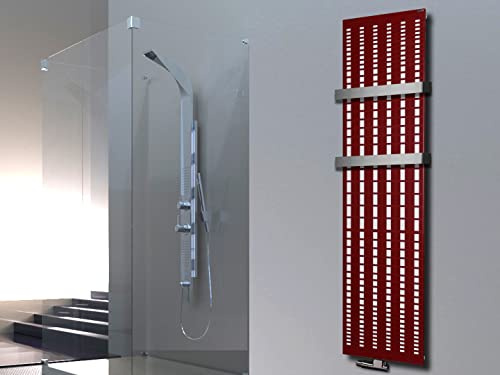 Badheizkörper Design broken Mirror 3 HxB: 180x47 cm 1118 Watt + 2 Handtuchhalter (50mm) rot Szagato Handtuchheizung Handtuchwärmer Design Heizkörper Mittelanschluss Bad Heizkörper vertikal modern