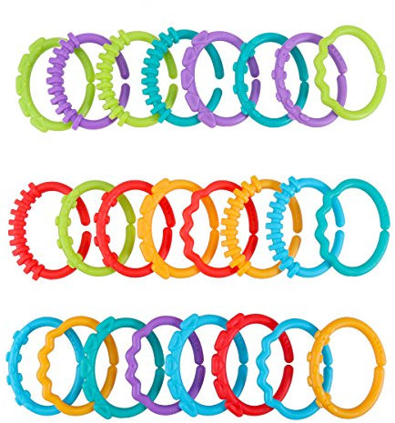 YeahiBaby 24pcs Baby Teether Ring Link Rings Toys Infant Links Rattle Strollers Crib Travel Toys