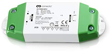 conecto LED Netzteil Transformator - 12 Volt LED-Trafo für LED Leuchtmittel und Lampen 15 Watt