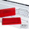 Reflektoren rot 2 Stück Set Rückstrahler Katzenaugen KFZ PKW Auto Anhänger Motorrad selbstklebend eckig mit e-Prüfzeichen f. schwarze Heckleuchten Rückleuchten TÜV 68x31mm inkl. Montageanleitung