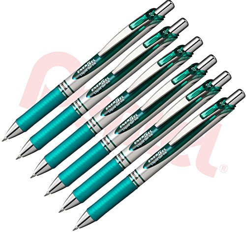 Pentel Gel-Tintenroller EnerGel mit Druckmechanik, 6 Stück, 0.7mm (türkis, 6er Pack)