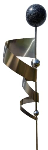 Jürgen Bocker Garten-Ambiente Gartenstecker Skulptur Kari 120 cm matt gebürstet mit obere Kugel Edelstahl Lackierung Granit anthrazit, Silber, BS 100 114 g