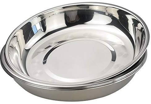 Hokky Plateau à Repas Rond Acier Inoxydable, Lot de 4 Assiette Plate