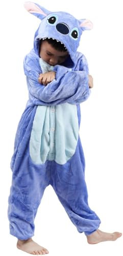 zpllsbratos Niños Pijamas Animales Ropa de Dormir Cosplay Disfraz para Carnaval Halloween Navidad(Stitch,Etiqueta 130 para Altura 125cm-135cm)