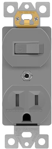 ENERLITES Combination Single Pole Toggle Switch 15A/120VAC and Tamper-Resistant Receptacle 15A/125VAC, Residential Grade, UL Listed, 62150-TR-GY, Gray