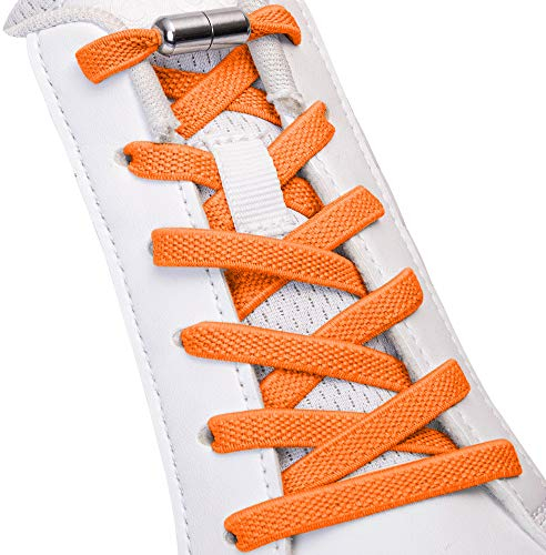 SULPO Cordones elásticos de goma sin atar, planos, con cierre de rosca, naranja, Einheitsgröße