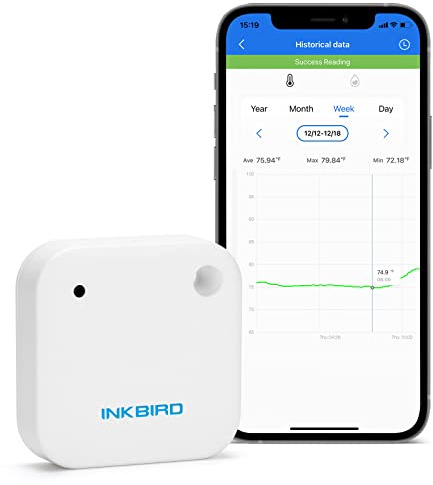 Inkbird Wireless Thermometer Humidity and Temperature Monitor, IBS-TH2 Freezer Thermometer Bluetooth Temperature Sensor Smart, with APP for Android and iOS (Temperature and Humidity Sensor)
