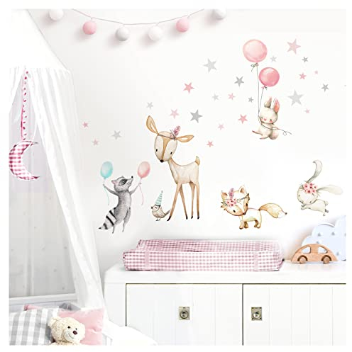 Little Deco Wandsticker Wandaufkleber Wandtattoo Kinderzimmer Mädchen Waldtiere I Wandbild 171 x 104 cm (BxH) I Spielzimmer Wanddeko Babyzimmer Kleinbild DL644