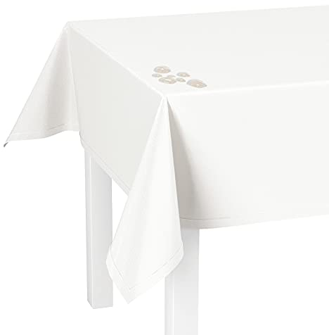 LILENO HOME Tischdecke abwaschbar [110x140cm] in Weiß - Gesäumte Polypropylen Gewebe Tischdecke wasserdicht mit Fleckschutz