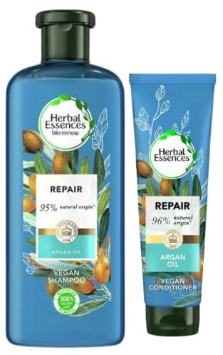 Glattes, glänzendes und starkes Haar-Bündel enthält pflanzliche Essenzen Bio: Renew Shampoo und Conditioner mit Arganöl