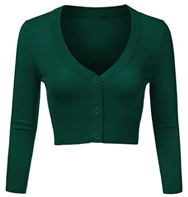 Aottori Coprispalle Donna Elegante Cardigan Corto con Bottoni Bolero Lavorato a Maglia Giacca Leggero per Matrimonio Verde XL